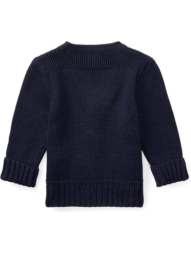 Свитер Polo Ralph Lauren Kids Combed Cotton V-Neck Cardigan — изображение 2 из 3, темно-синий