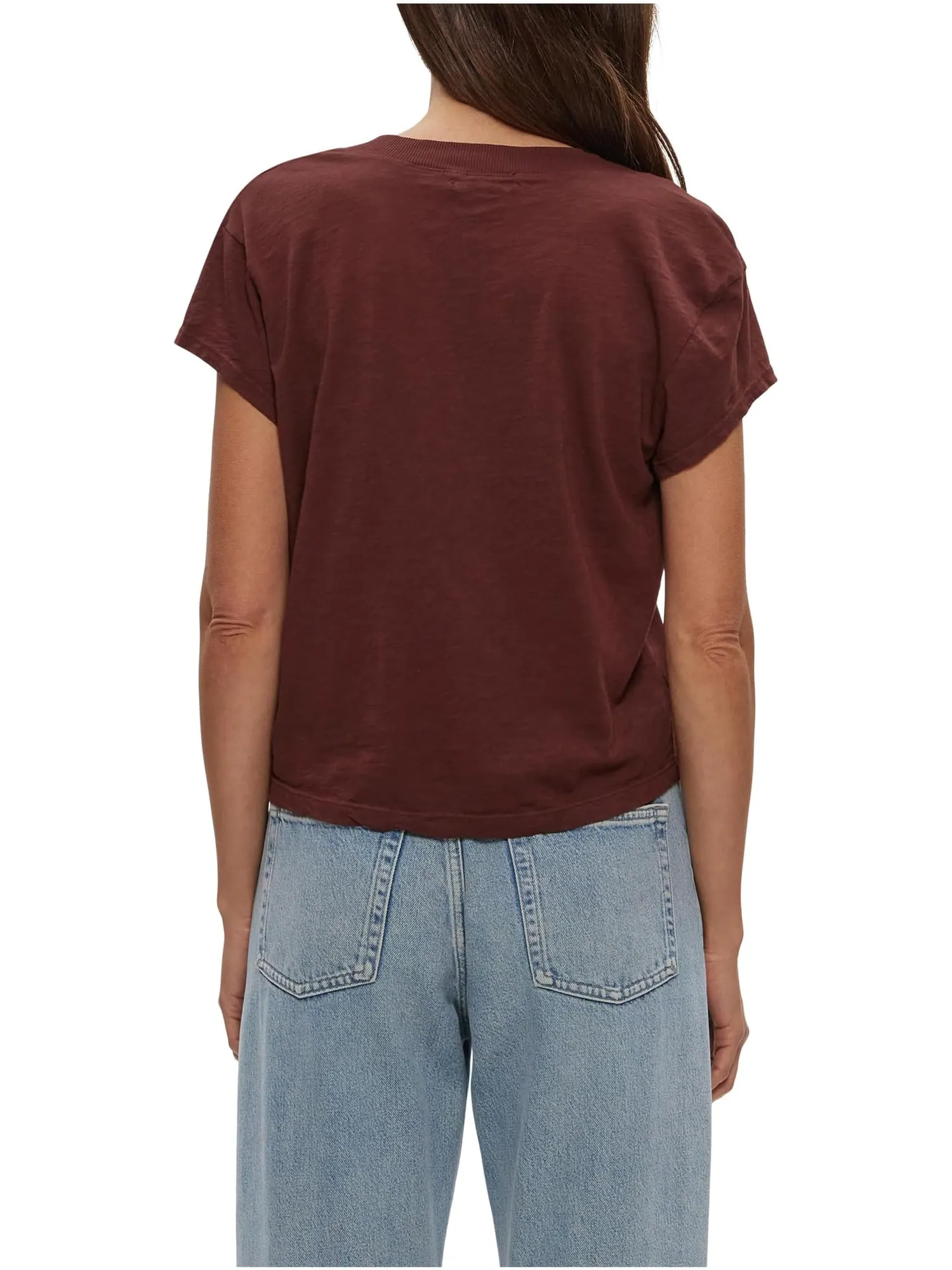 Футболка Michael Stars Harlan Cropped V-Neck Tee — изображение 3 из 3, эспрессо