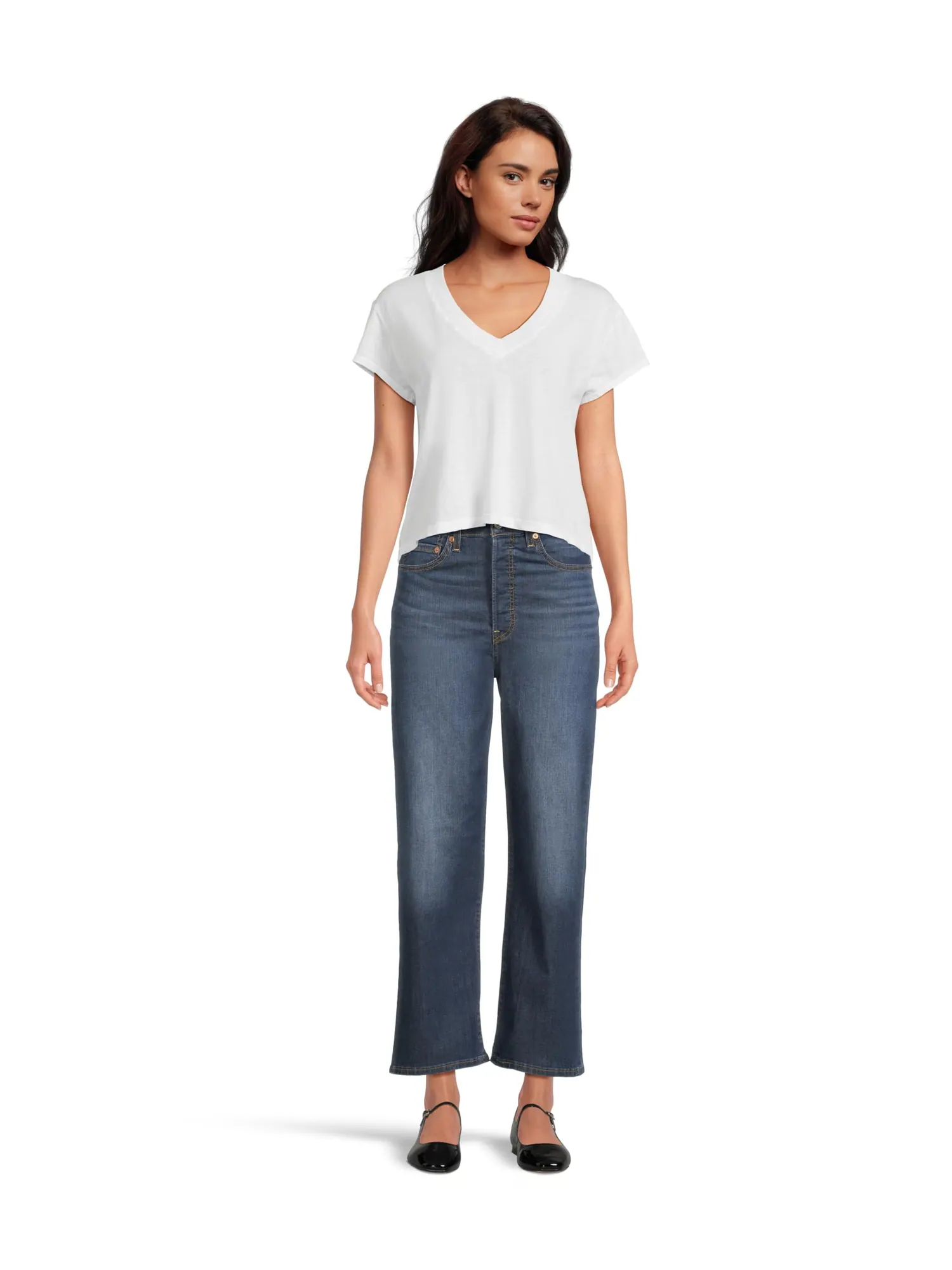 Футболка Michael Stars Harlan Cropped V-neck Tee — изображение 5 из 5, белый
