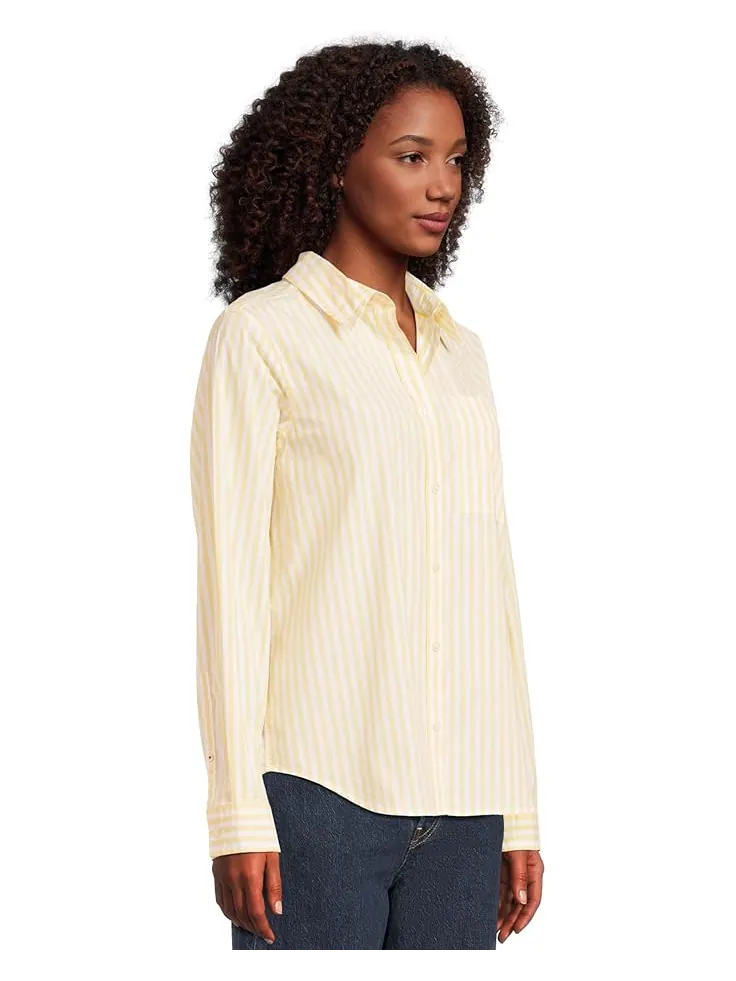 Женская рубашка L.L.Bean Essential Cotton Poplin с длинным рукавом — изображение 2 из 5, золотистый