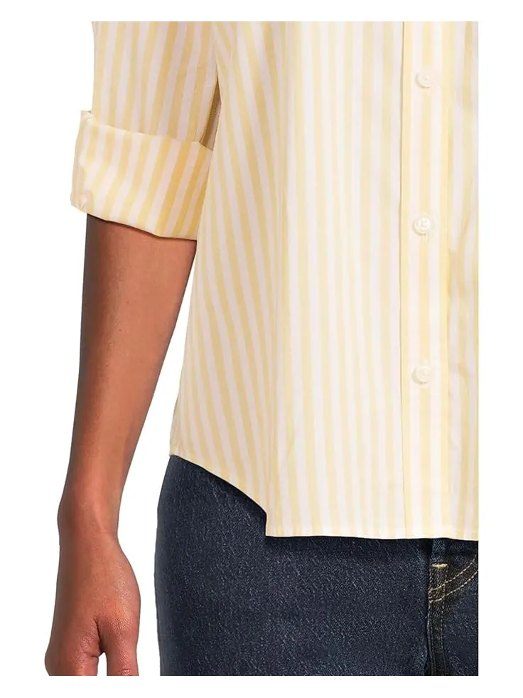 Женская рубашка L.L.Bean Essential Cotton Poplin с длинным рукавом — изображение 4 из 5, золотистый