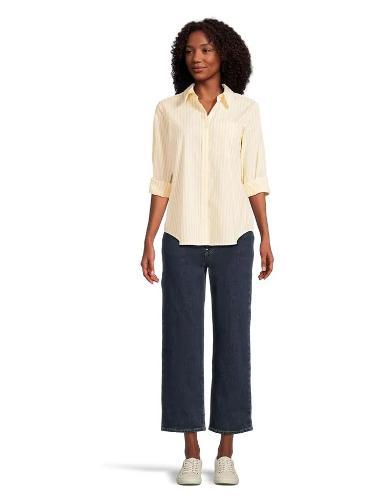 Женская рубашка L.L.Bean Essential Cotton Poplin с длинным рукавом — изображение 5 из 5, золотистый