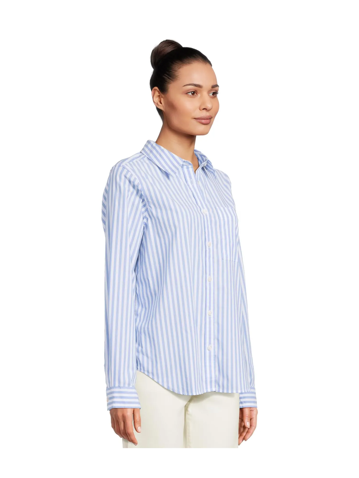 Рубашка L.L.Bean Essential Cotton Poplin Shirt Long-Sleeve — изображение 2 из 5, синий