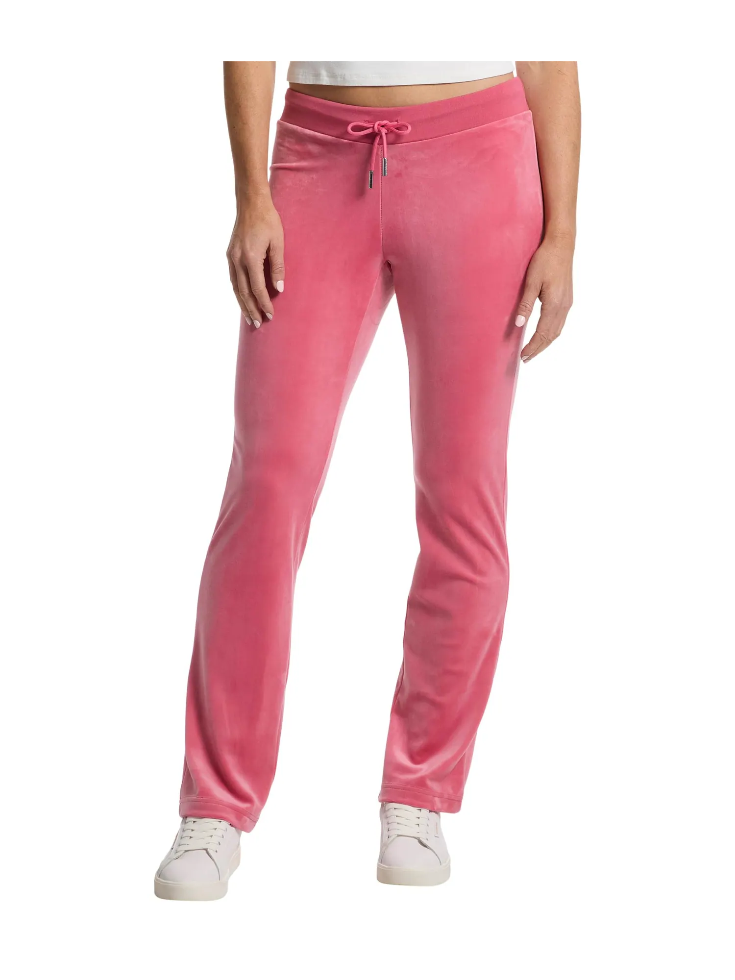 Брюки Juicy Couture Luxe Velour Rib Waist Velour Pants with Mixed Ston — изображение 1 из 5, розовый