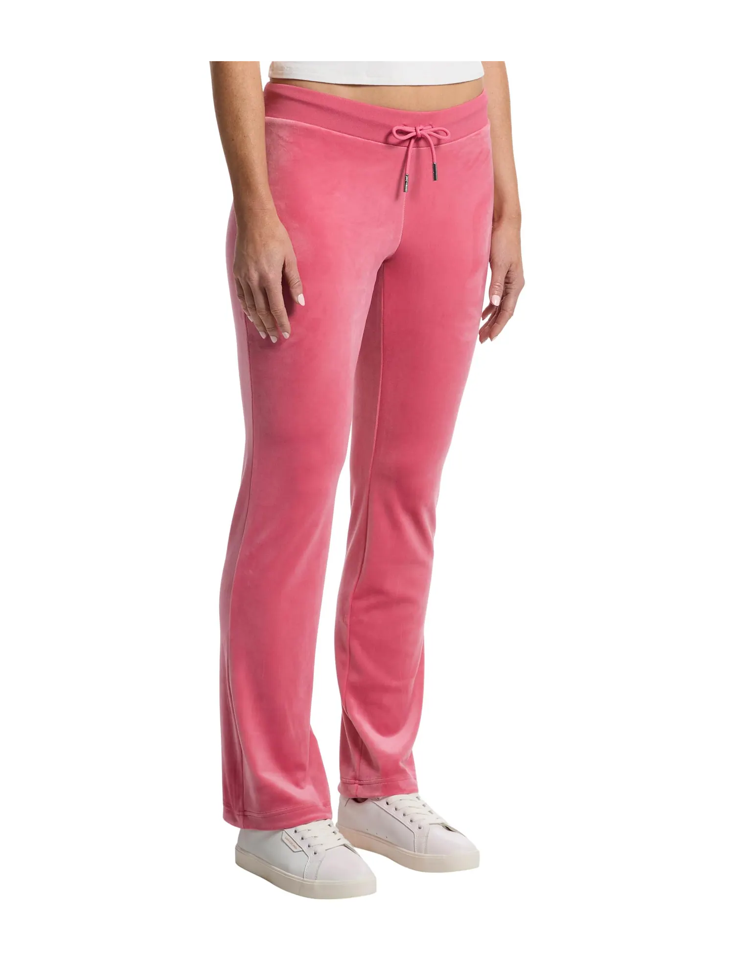Брюки Juicy Couture Luxe Velour Rib Waist Velour Pants with Mixed Ston — изображение 2 из 5, розовый