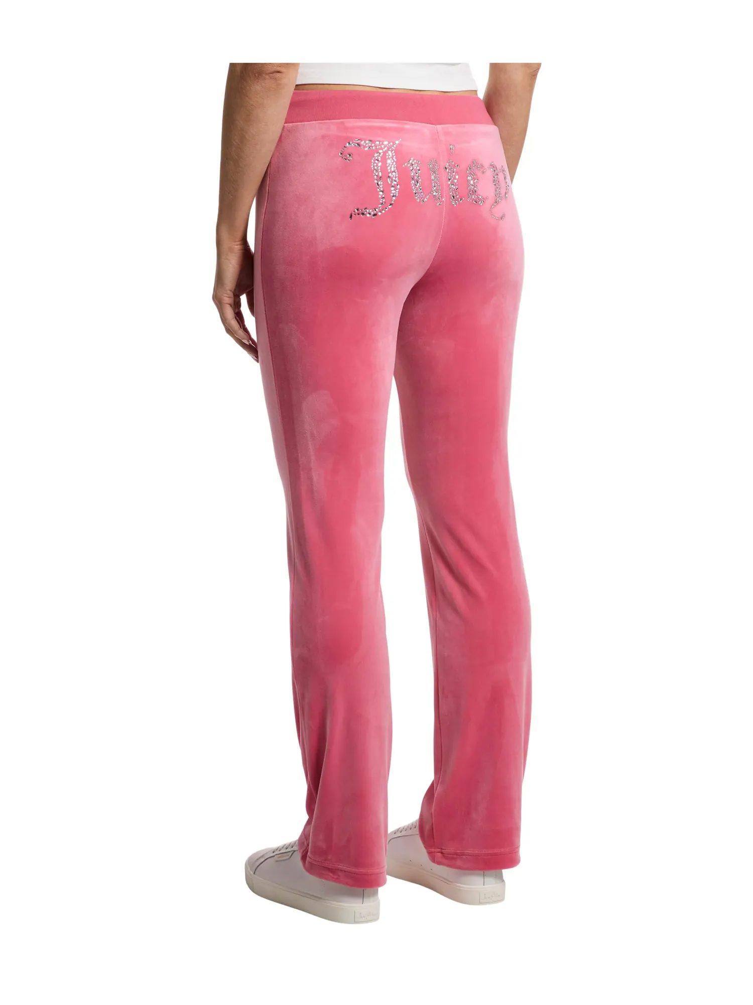 Брюки Juicy Couture Luxe Velour Rib Waist Velour Pants with Mixed Ston — изображение 3 из 5, розовый