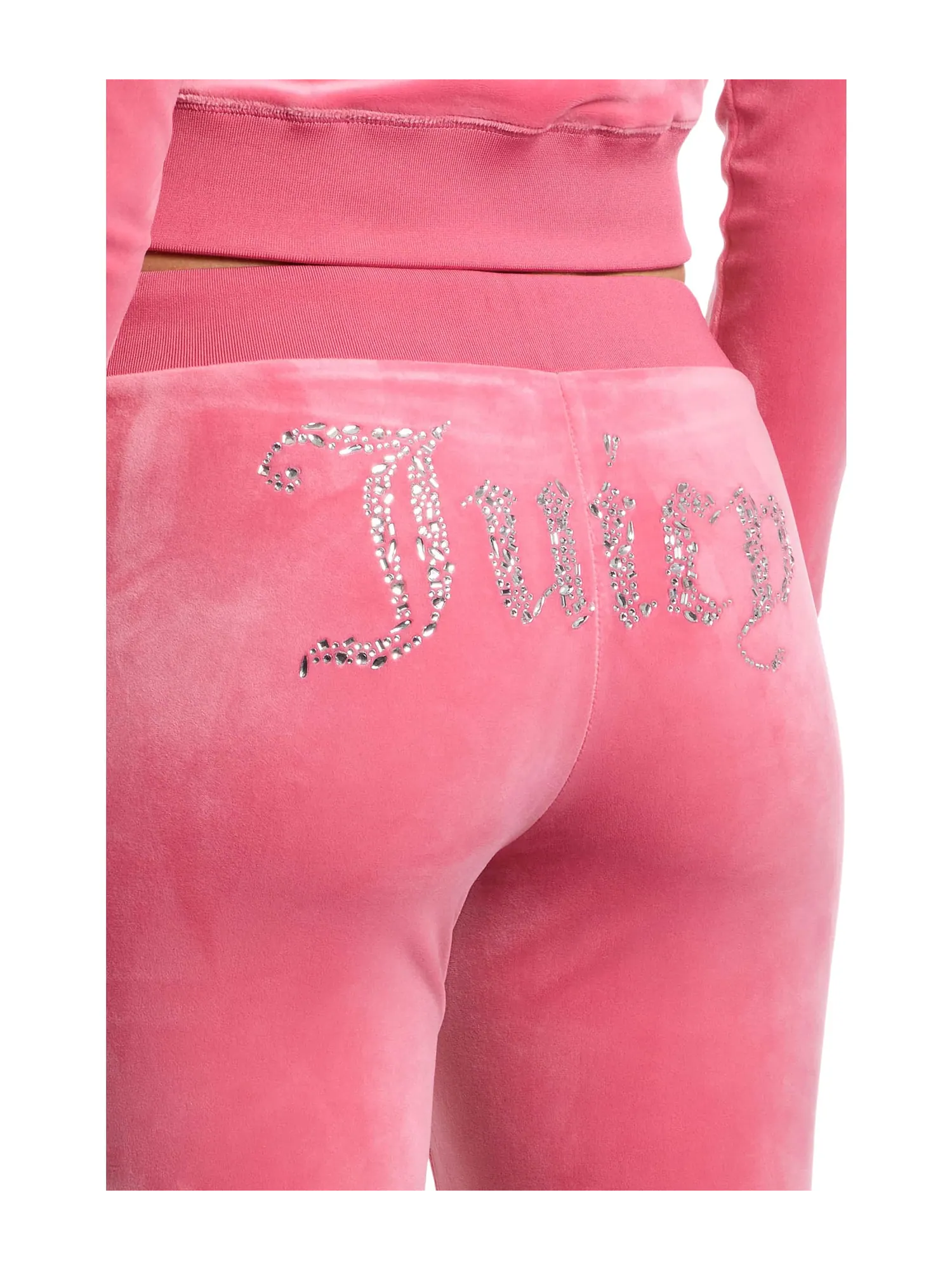 Брюки Juicy Couture Luxe Velour Rib Waist Velour Pants with Mixed Ston — изображение 4 из 5, розовый