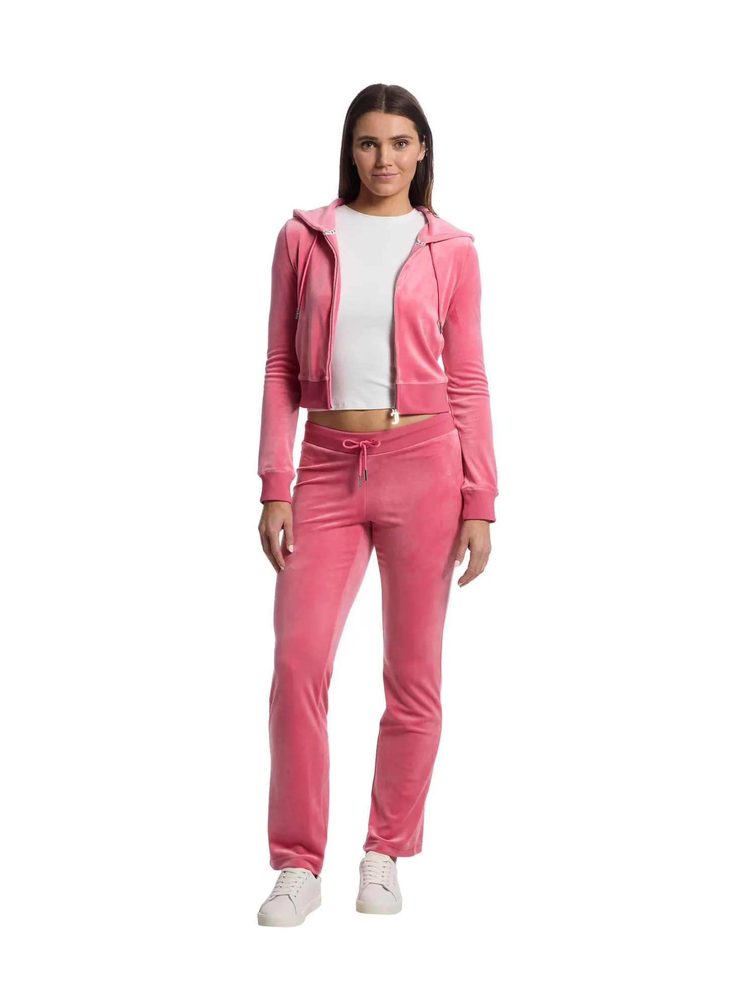 Брюки Juicy Couture Luxe Velour Rib Waist Velour Pants with Mixed Ston — изображение 5 из 5, розовый
