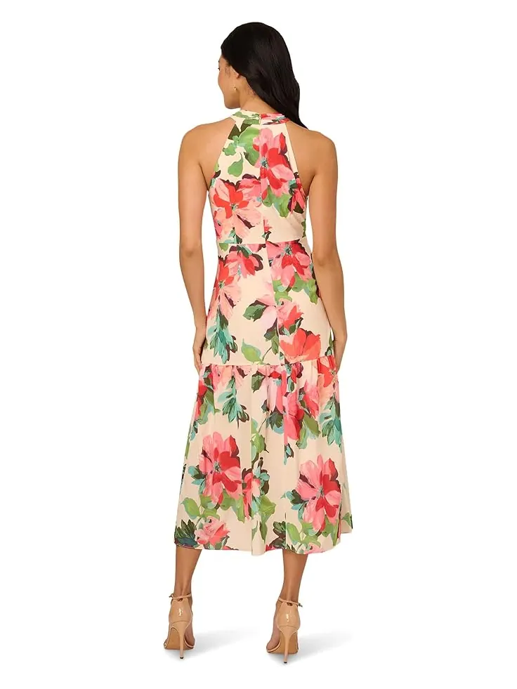 Платье Adrianna Papell Halter Flounce Midi Dress — изображение 2 из 3, мульти