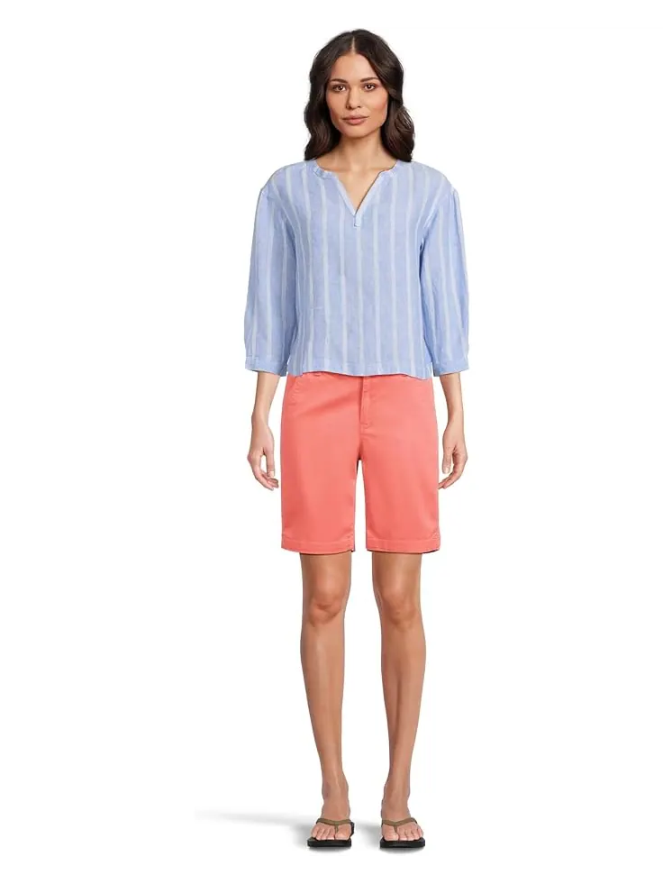 Рубашка L.L.Bean Premium Washable Linen Shirt Split-Neck Stripe — изображение 5 из 5, синий