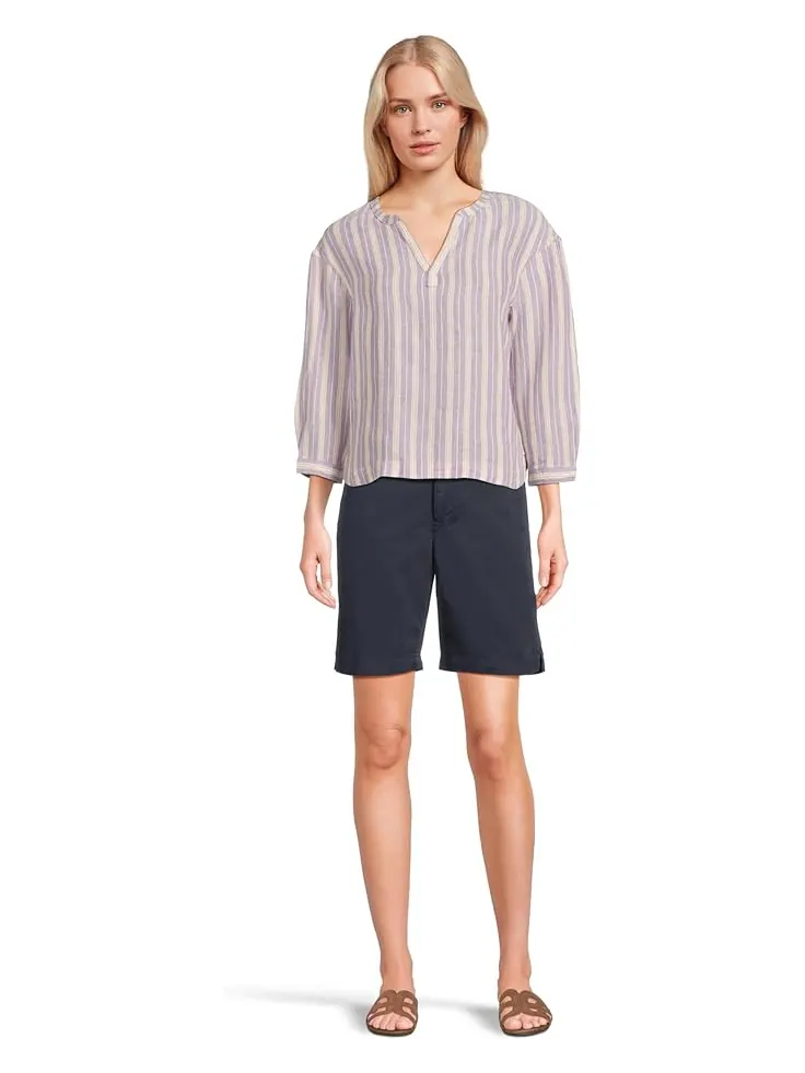 Рубашка L.L.Bean Premium Washable Linen Shirt Split-Neck Stripe — изображение 5 из 5, фиолетовый