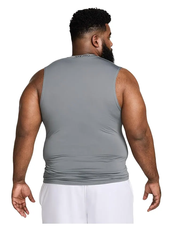 Топ Nike Pro Dri-FIT Slim Sleeveless Top — изображение 2 из 4, серый/черный