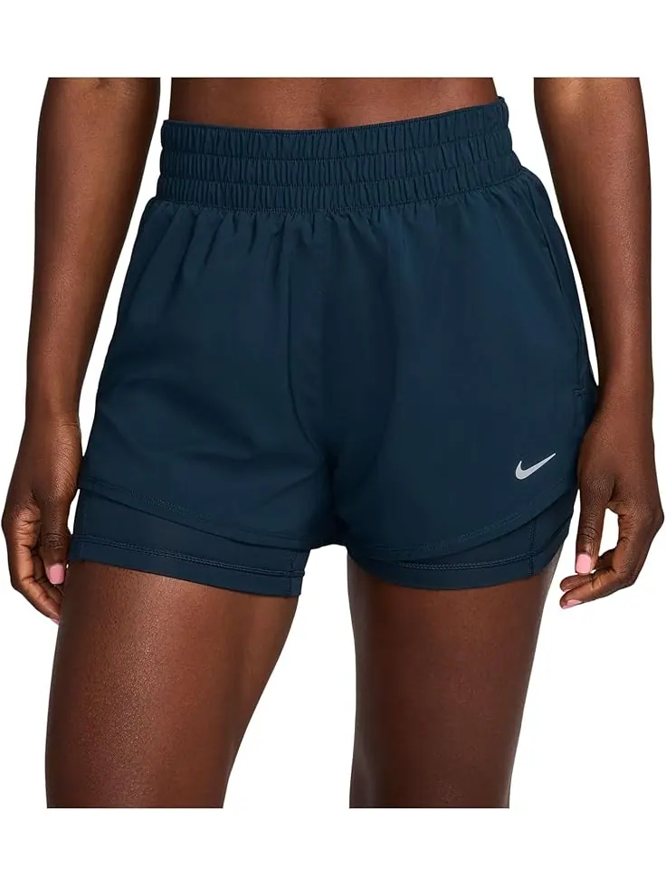 Шорты Nike One Dri-FIT High-Rise 3" 2-in-1 Shorts — изображение 1 из 3, темно-синий/серебристый
