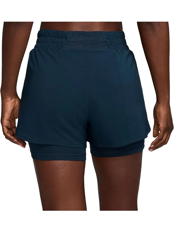 Шорты Nike One Dri-FIT High-Rise 3" 2-in-1 Shorts — изображение 2 из 3, темно-синий/серебристый