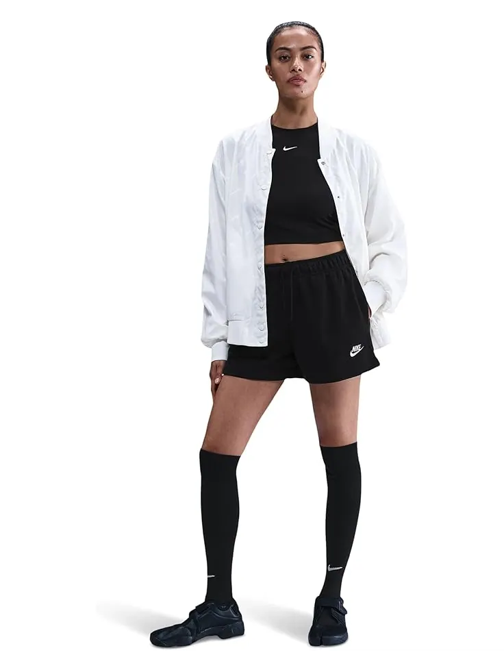Шорты Nike Sportswear Club Fleece Mid-rise Shorts — изображение 1 из 3, черный/белый