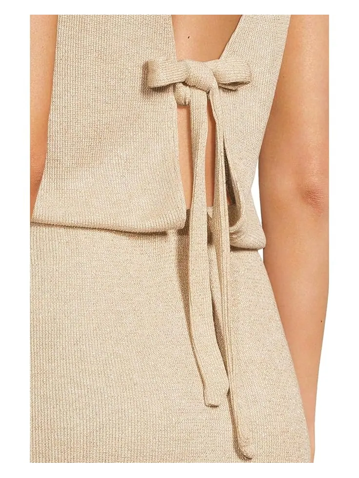 Пляжное платье BECCA Gilded Cowl Neck Dress — изображение 4 из 4, золото