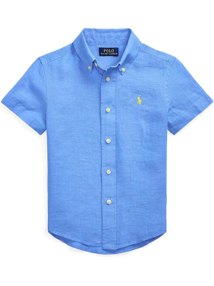 Рубашка Polo Ralph Lauren Kids Linen Short Sleeve Shirt — изображение 1 из 2, синий