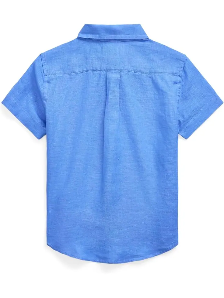 Рубашка Polo Ralph Lauren Kids Linen Short Sleeve Shirt — изображение 2 из 2, синий