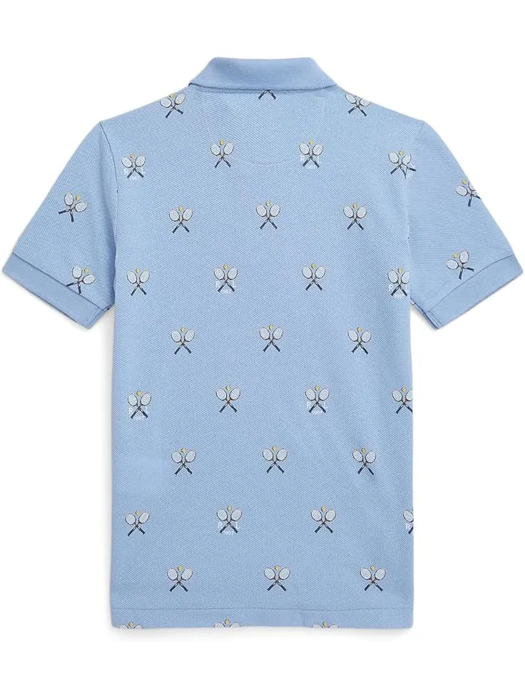 Поло Polo Ralph Lauren Kids Tennis-Print Cotton Mesh Polo Shirt, цвет Mini Tennis Print — изображение 2 из 2
