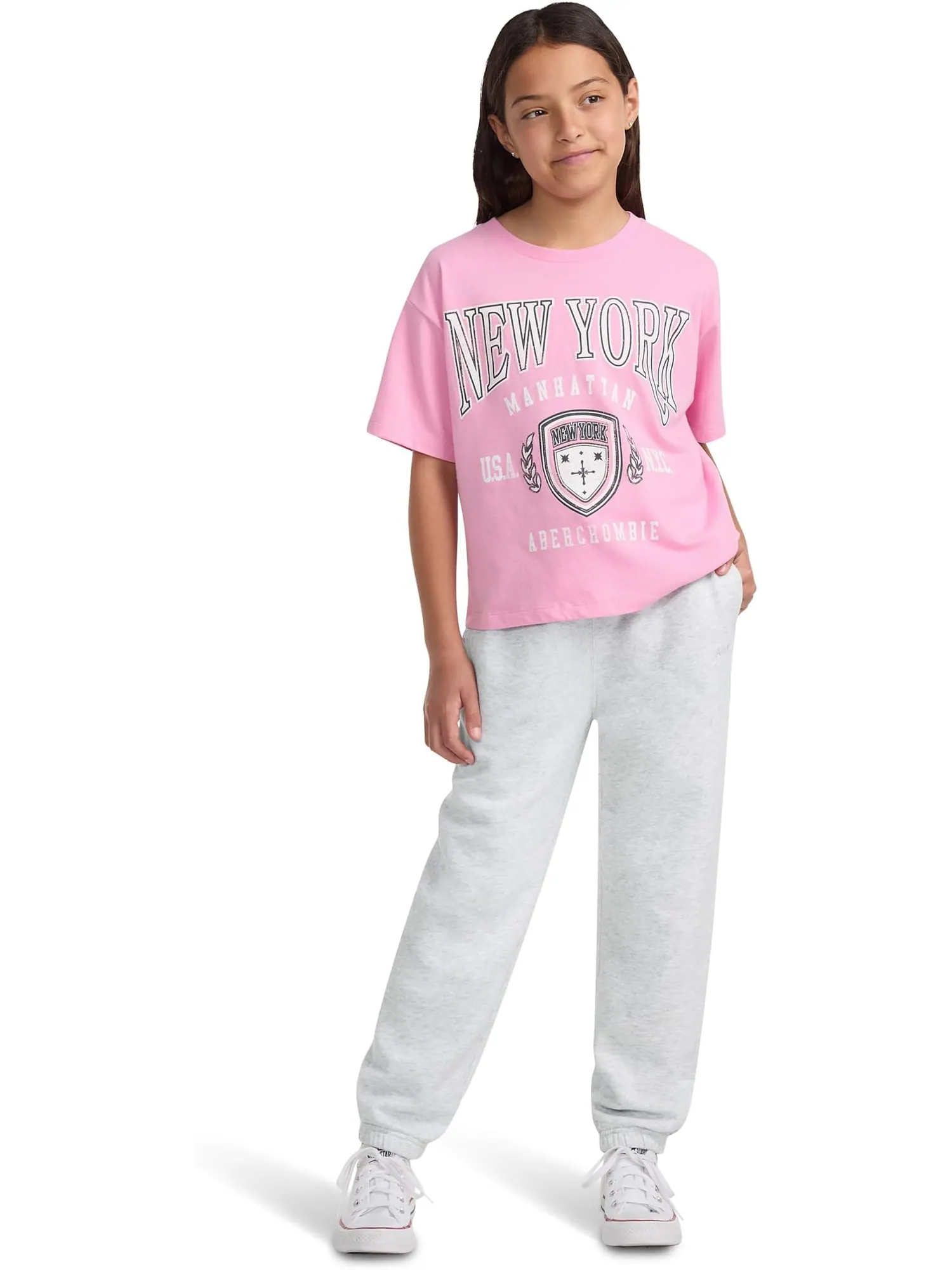 Брюки abercrombie kids Essential Fleece Jogger — изображение 3 из 3, светлый серый