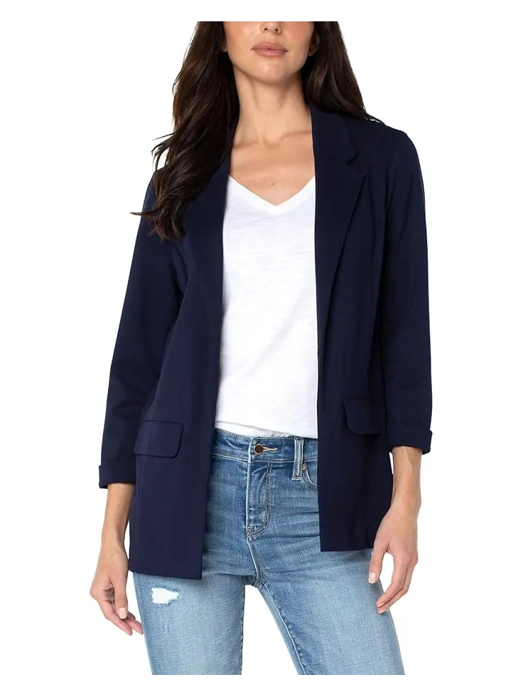 Блейзер Liverpool Los Angeles Petite Boyfriend Blazer with Princess Darts Super Stretch Ponte — изображение 1 из 3, синий