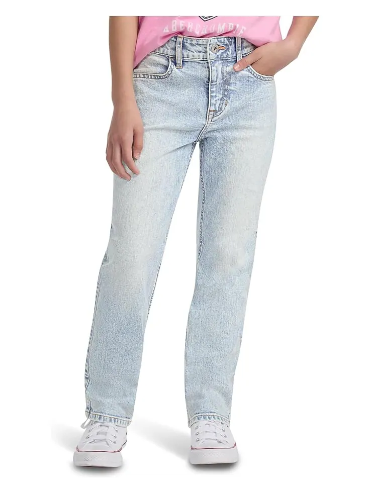 Джинсы abercrombie kids High Rise 90s Straight Jeans — изображение 1 из 5, серый