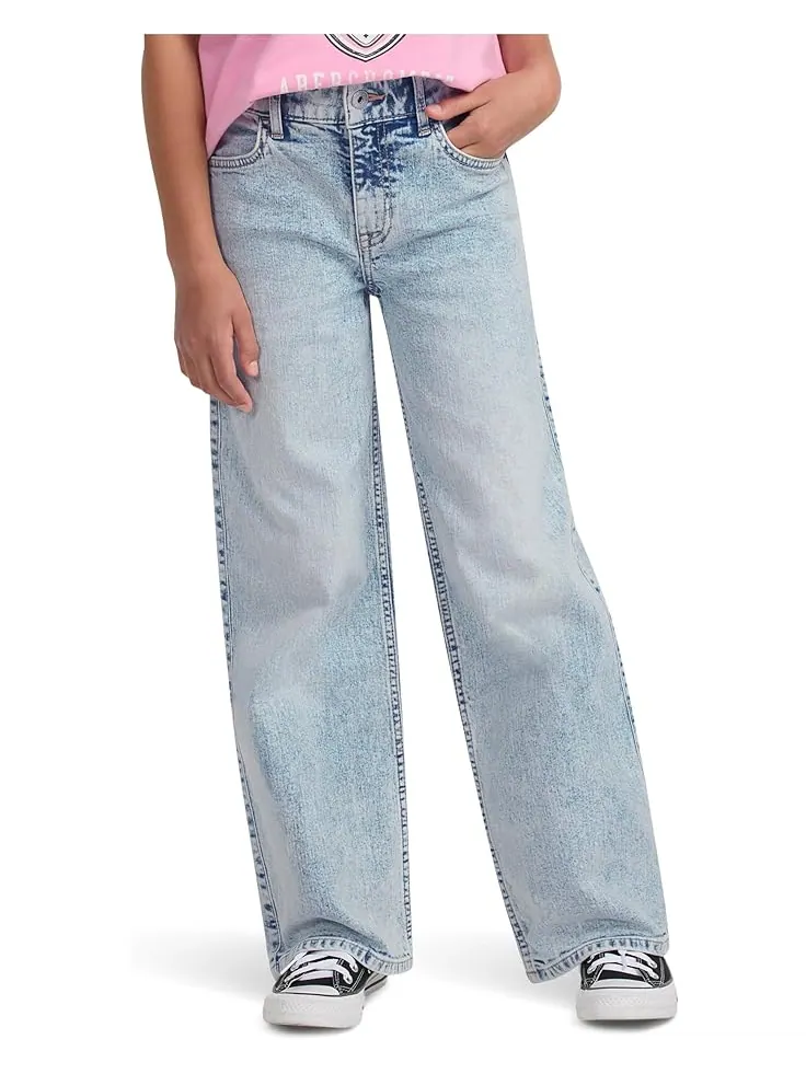 Джинсы abercrombie kids High Rise Wide Leg Jeans — изображение 1 из 4, серый