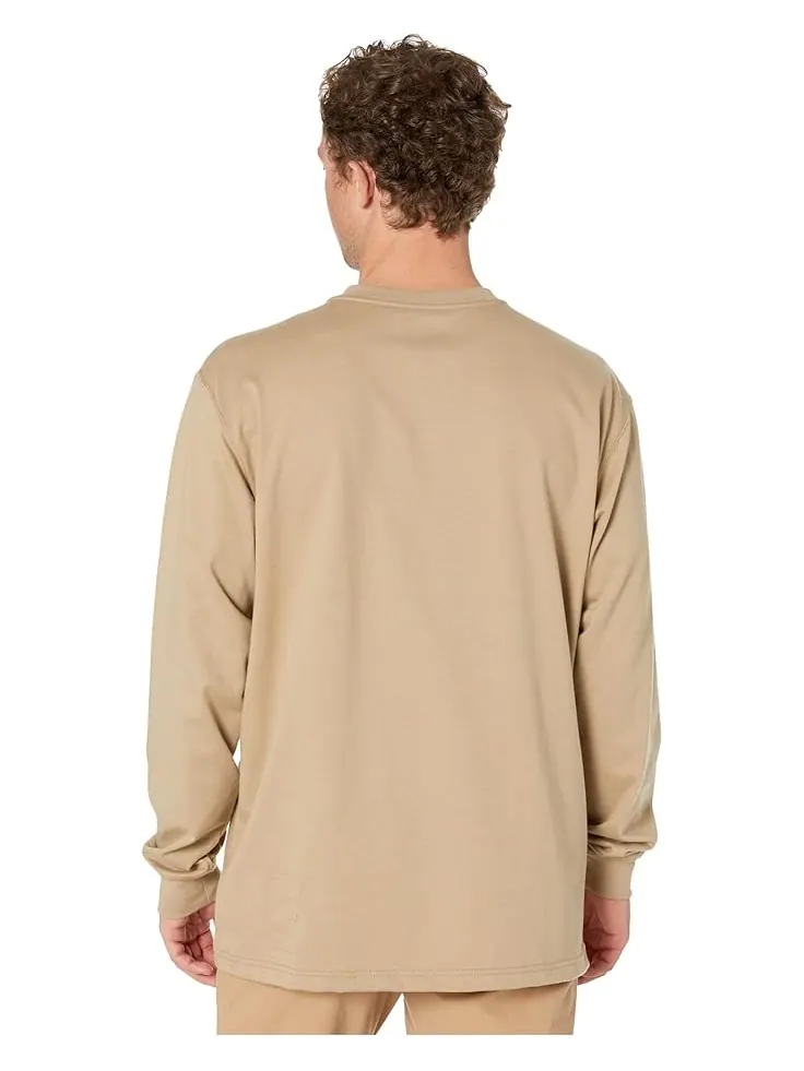 Мужская хлопковая футболка-поло Carhartt Flame-Resistant (FR) Force с длинным рукавом — изображение 3 из 4, хаки