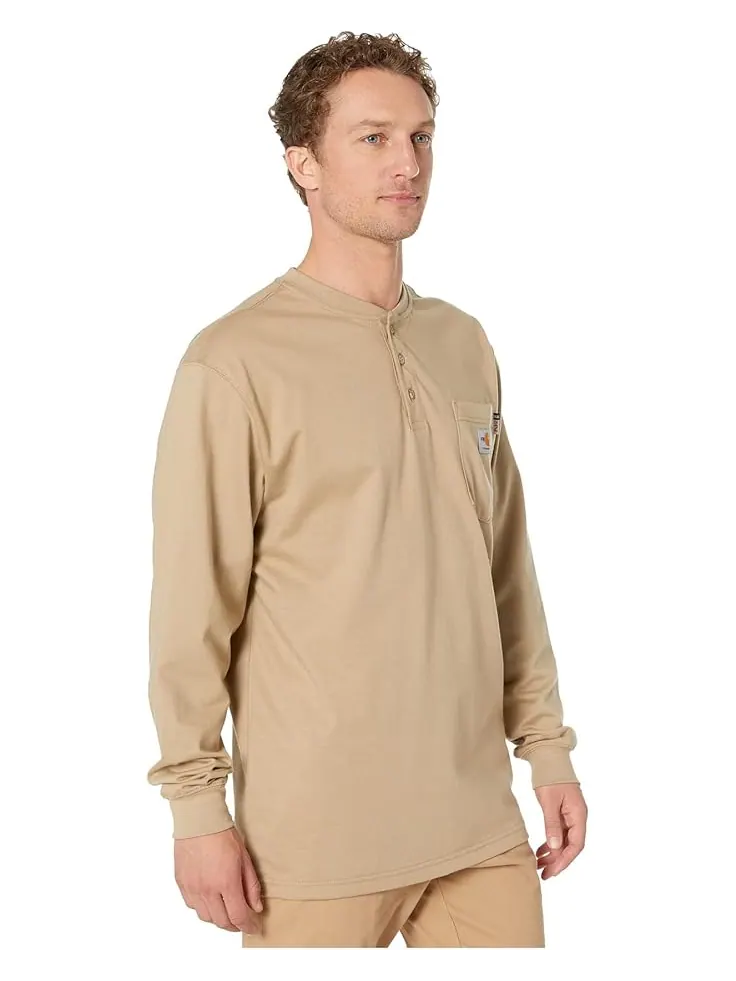 Мужская хлопковая футболка-поло Carhartt Flame-Resistant (FR) Force с длинным рукавом — изображение 4 из 4, хаки