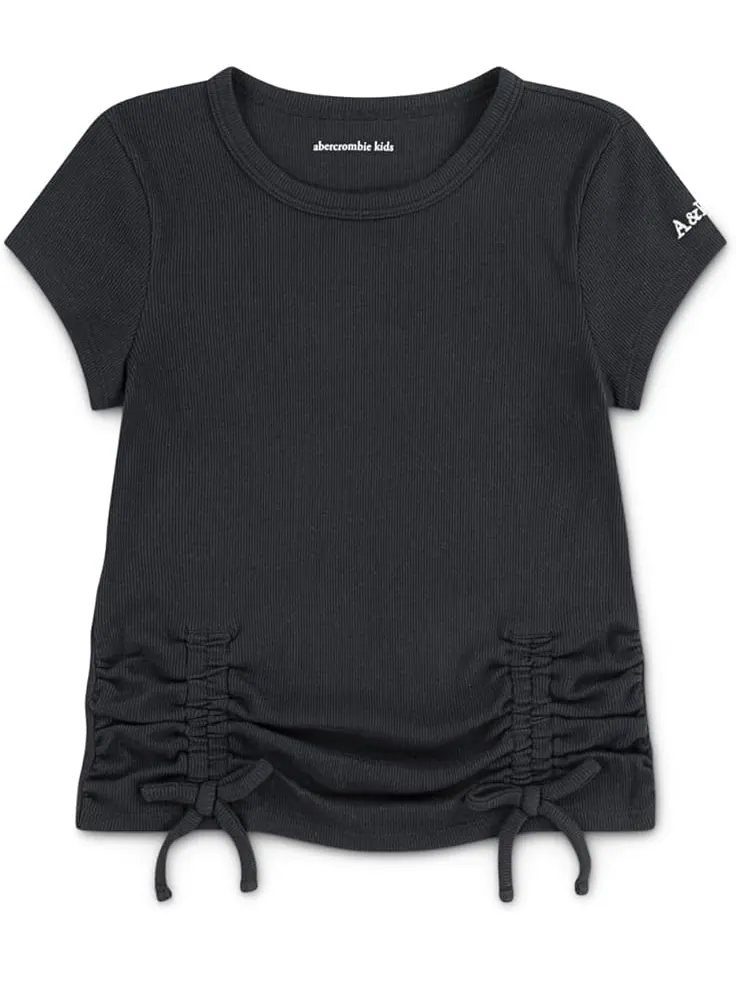 Футболка abercrombie kids Ruched Side Bow Baby Tee — изображение 1 из 1, антрацит