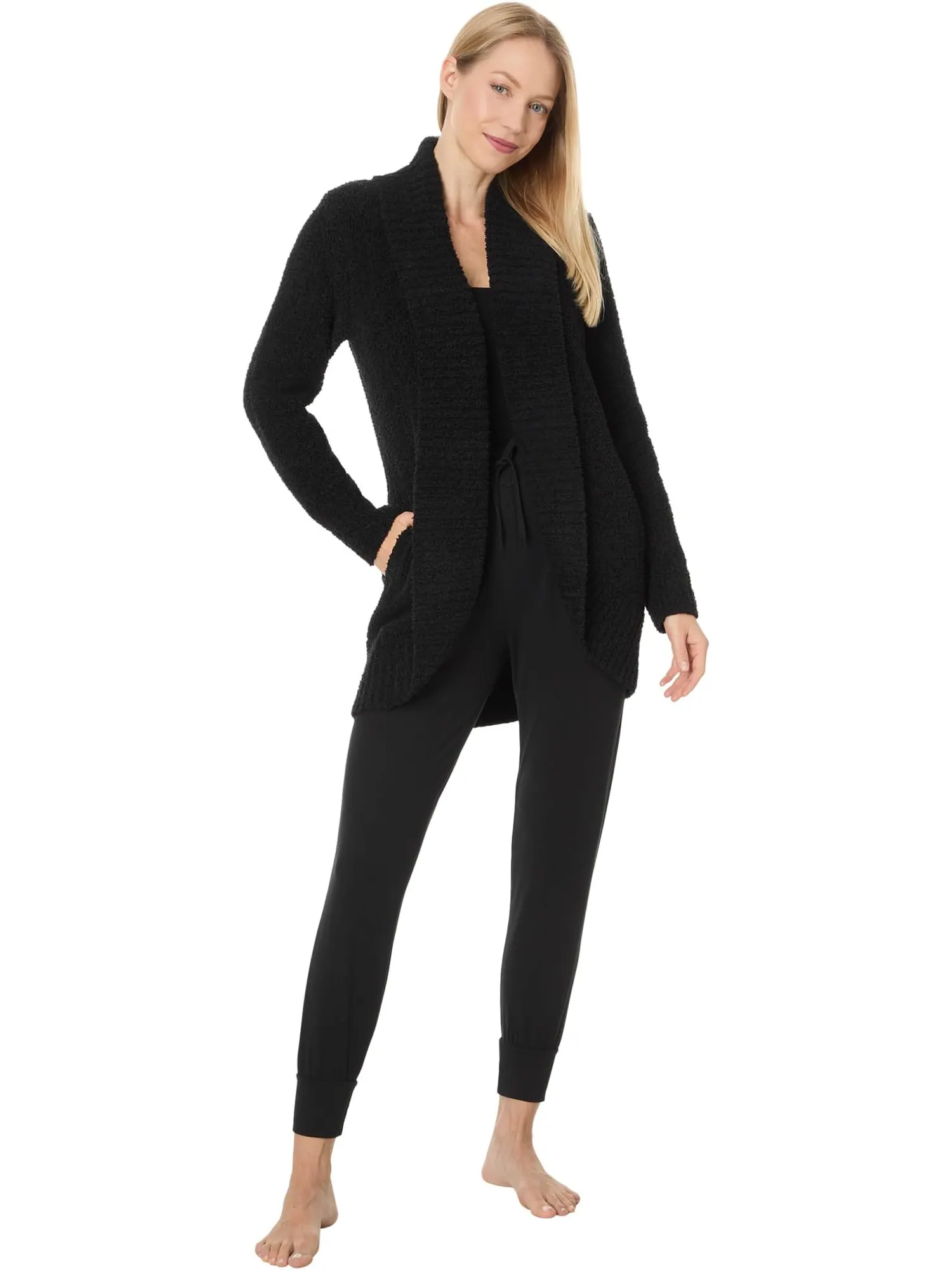 Кардиган Barefoot Dreams CozyChic Chenille Shawl Cardigan — изображение 4 из 4, черный
