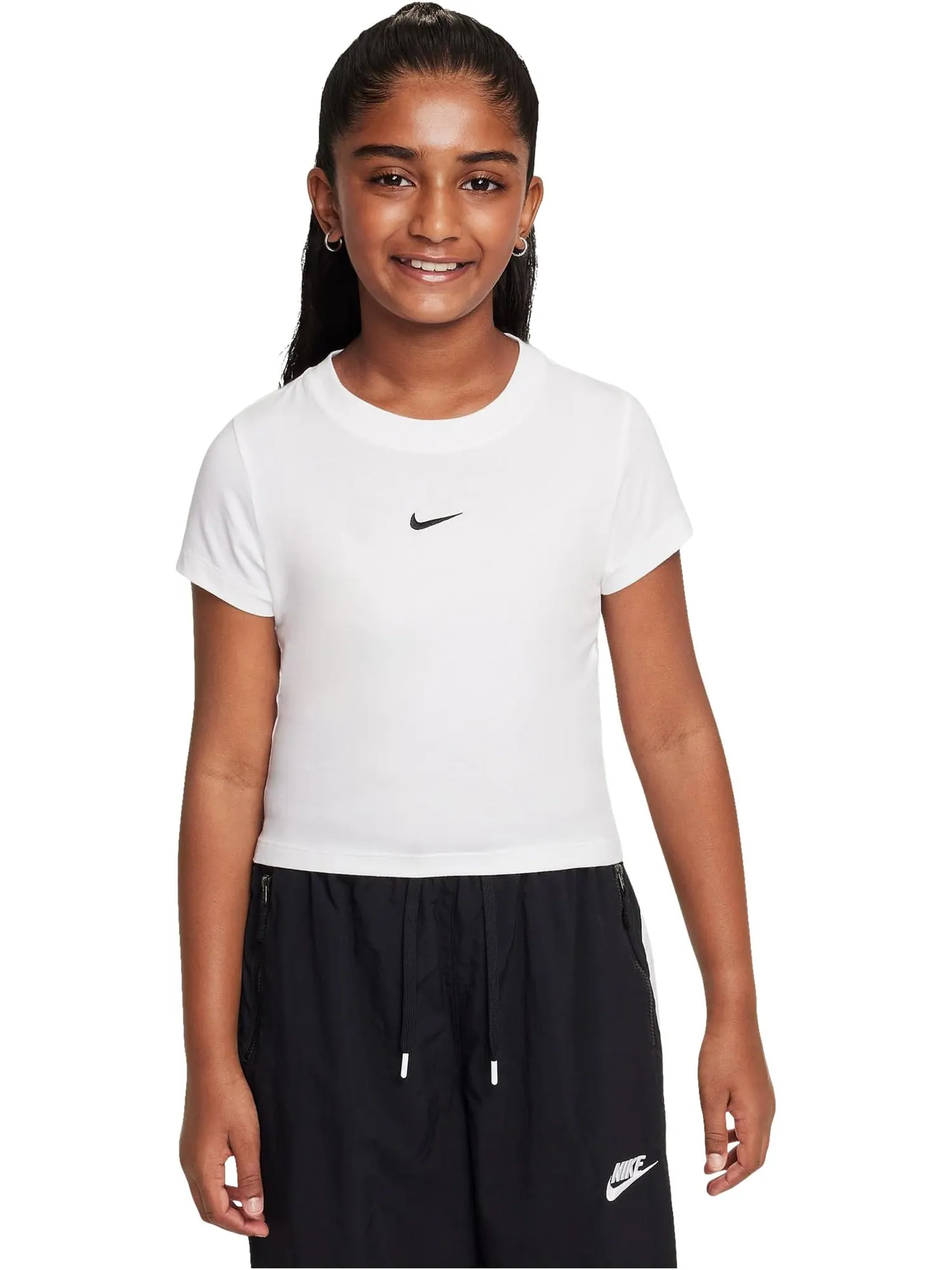 Спортивная укороченная футболка Nike Kids — изображение 1 из 4, белый