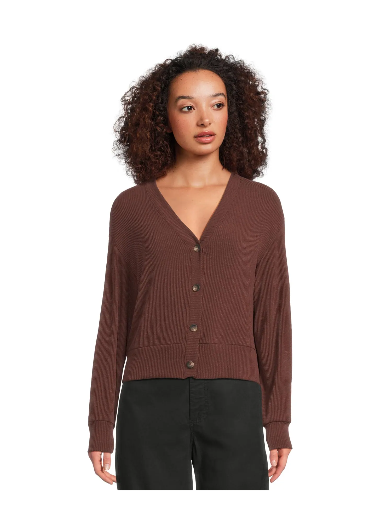 Свитер Michael Stars Ilsa V-neck Cardigan — изображение 1 из 5, эспрессо