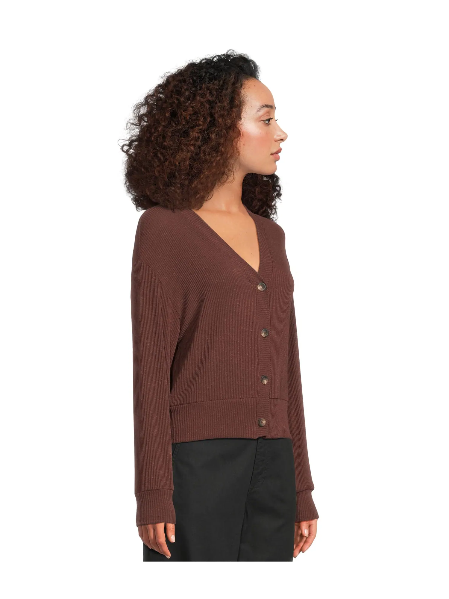 Свитер Michael Stars Ilsa V-neck Cardigan — изображение 2 из 5, эспрессо
