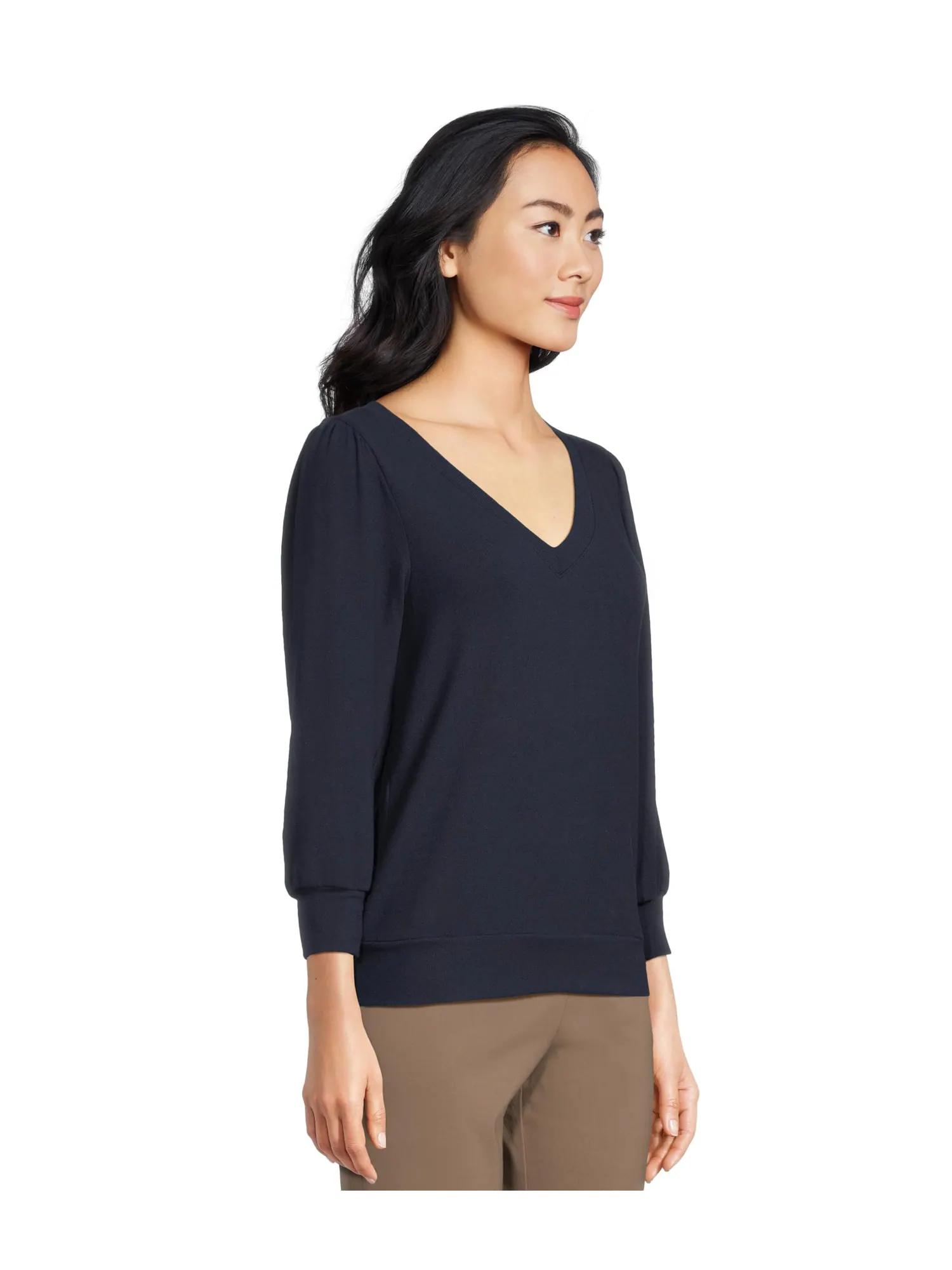 Толстовка Michael Stars Gabriella V-Neck 3/4 Sleeve Sweatshirt — изображение 2 из 5, ночной