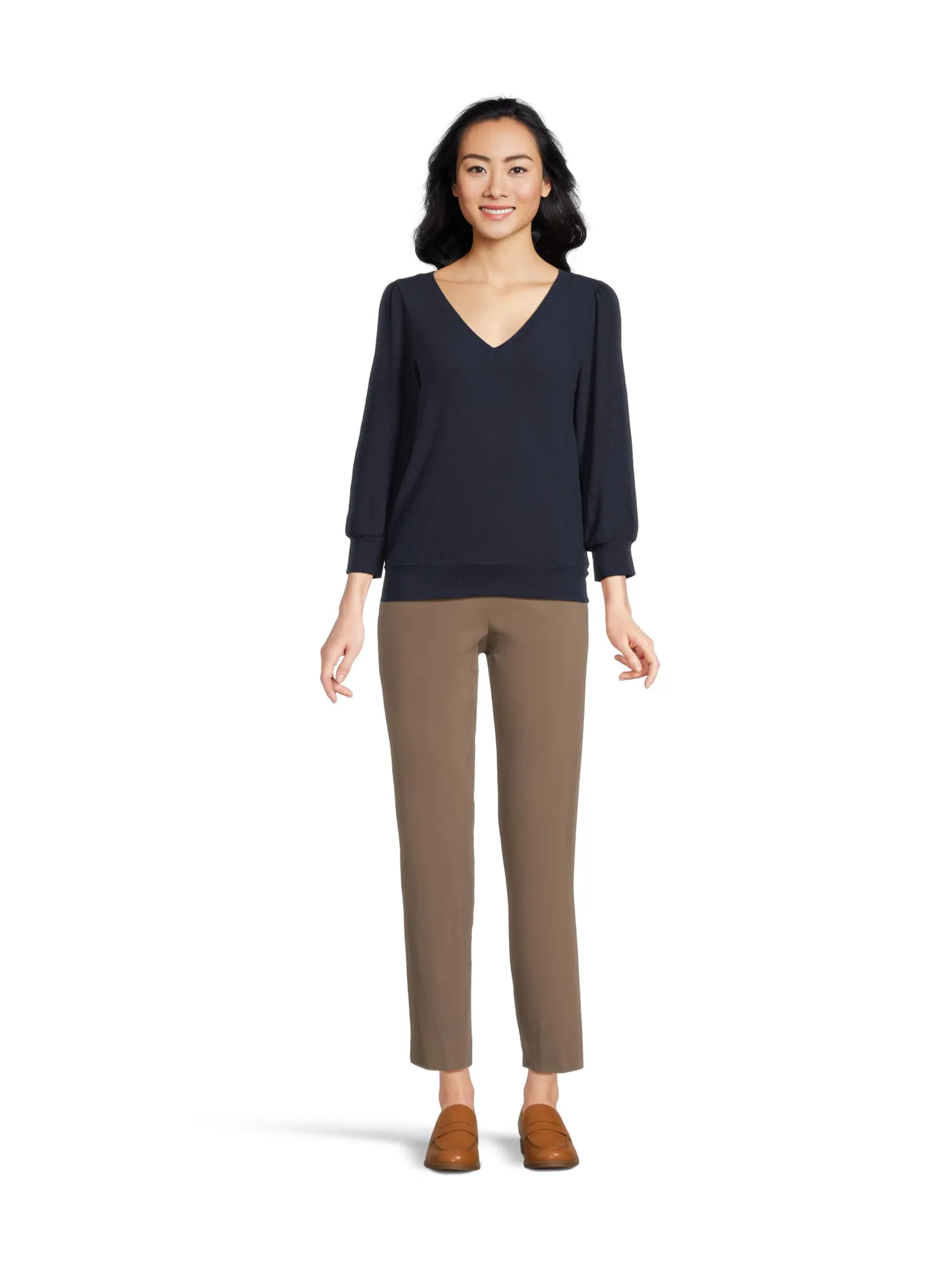 Толстовка Michael Stars Gabriella V-Neck 3/4 Sleeve Sweatshirt — изображение 5 из 5, ночной