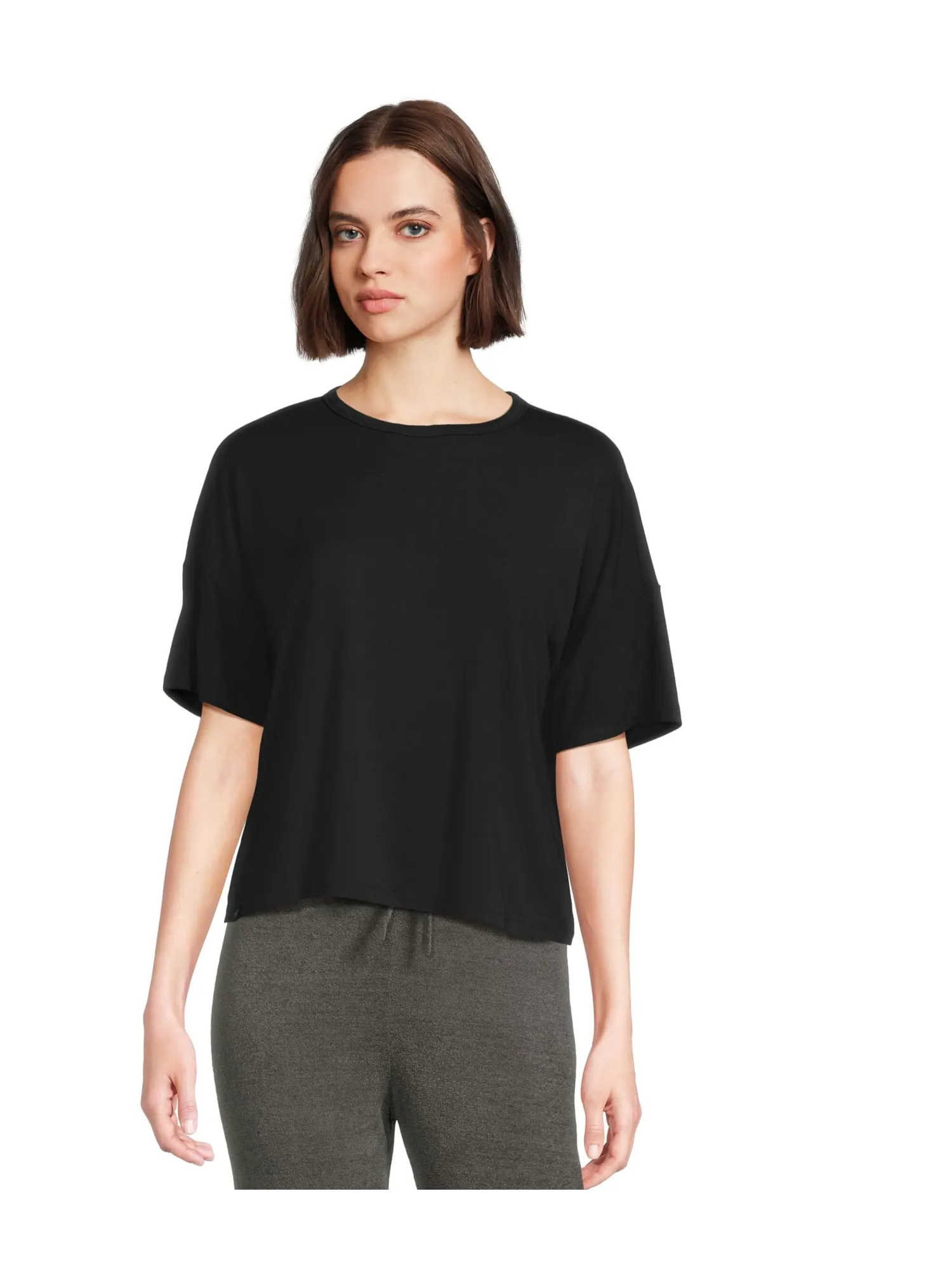 Футболка Barefoot Dreams Ultra Soft Jersey Short Sleeve Boxy Tee — изображение 1 из 5, черный