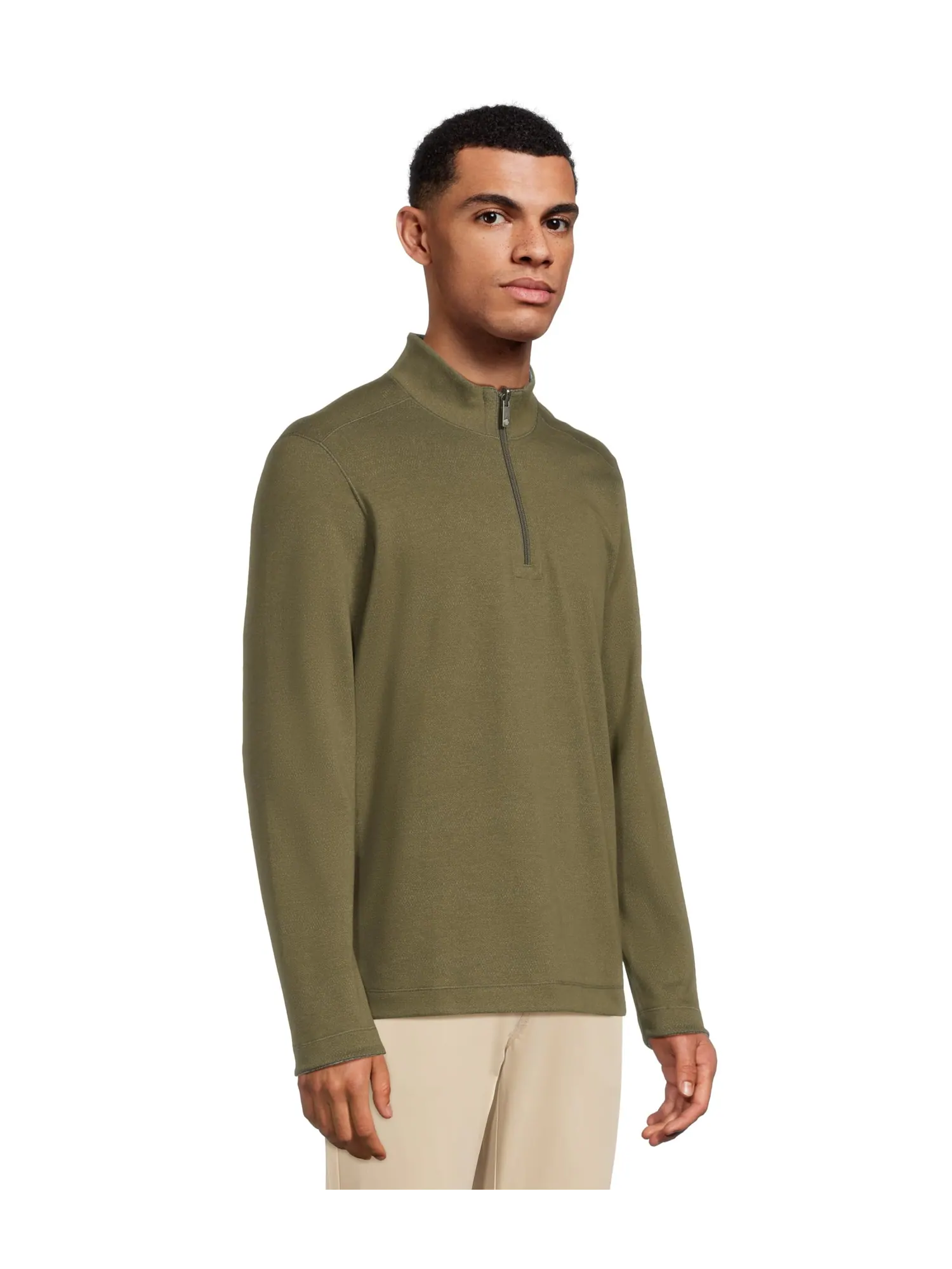 Свитер Johnston & Murphy Xc4 Performance Reversible Quarter-zip — изображение 2 из 5, оливковый/темно-синий