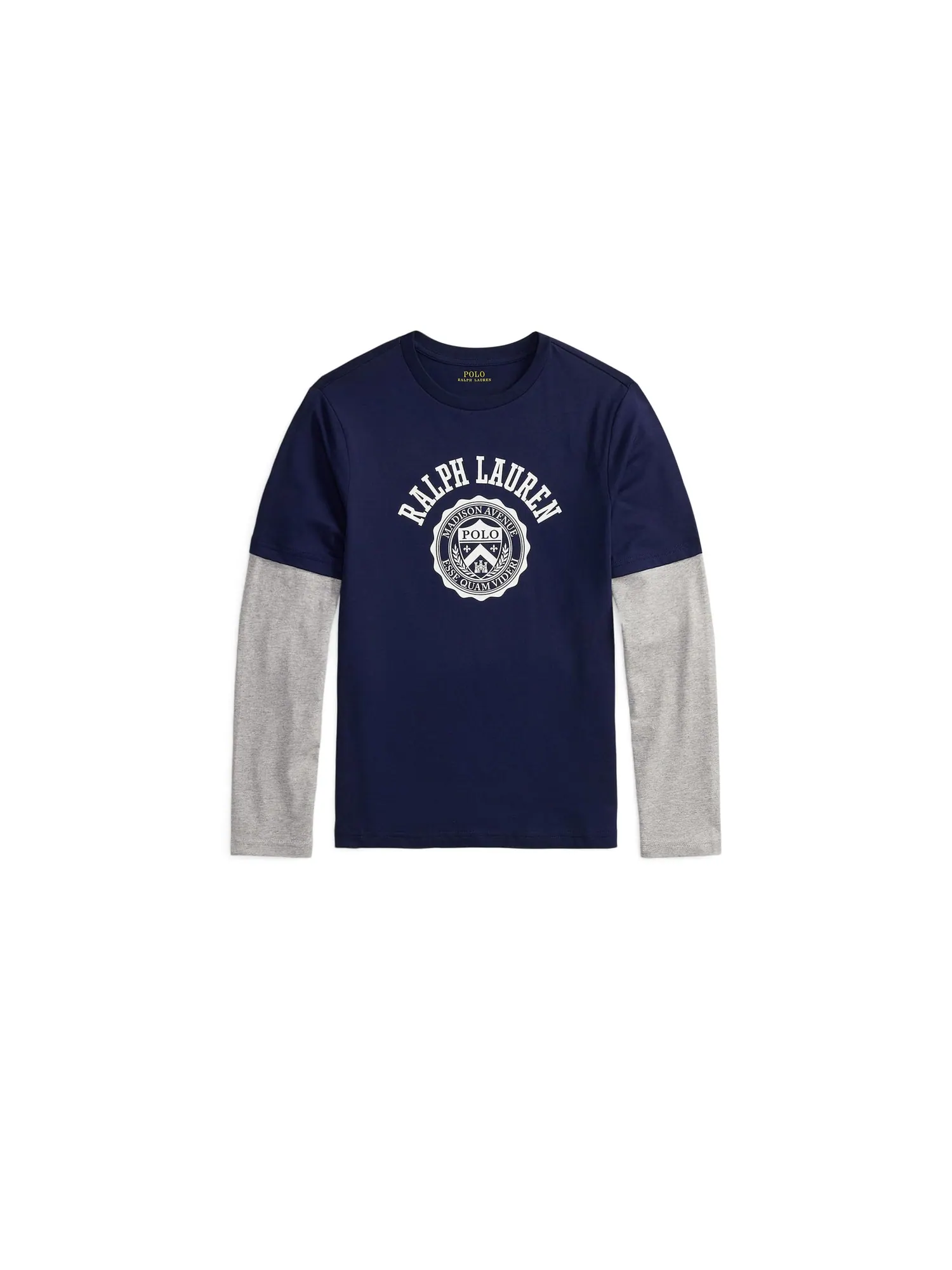 Футболка Polo Ralph Lauren Kids Logo Cotton Layered-Effect Tee — изображение 1 из 2, темно-синий
