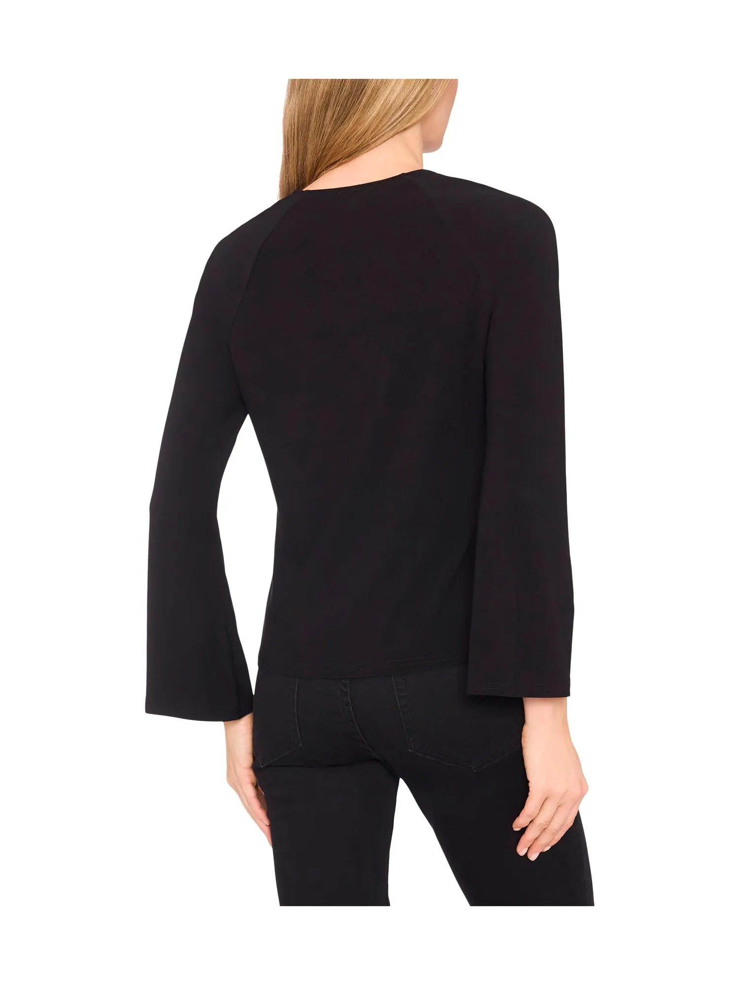 Топ CeCe Pearl Bow Applique Long Sleeve Knit Top — изображение 2 из 3, насыщенный черный