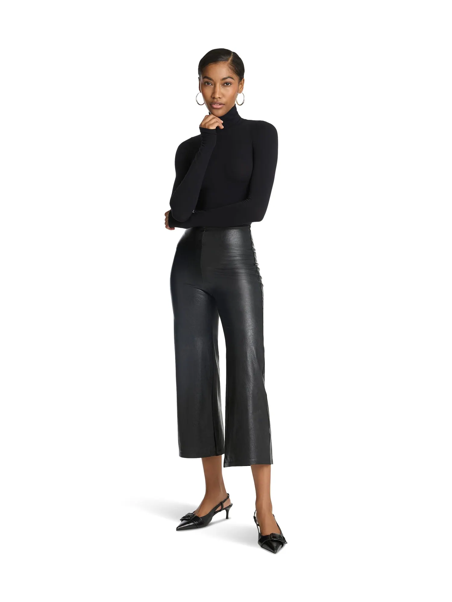 Брюки Commando Faux Leather Cropped Wide Leg — изображение 1 из 2, черный