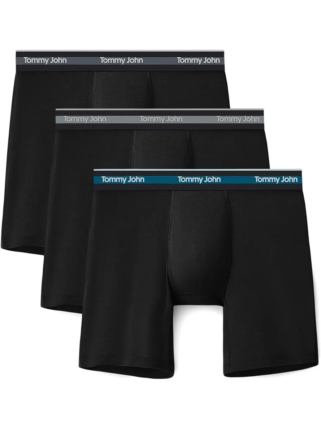 Мужские трусы-боксеры Comfort Micro 6 дюймов, 3 шт. Tommy John — изображение 1 из 1, черный/черный синий