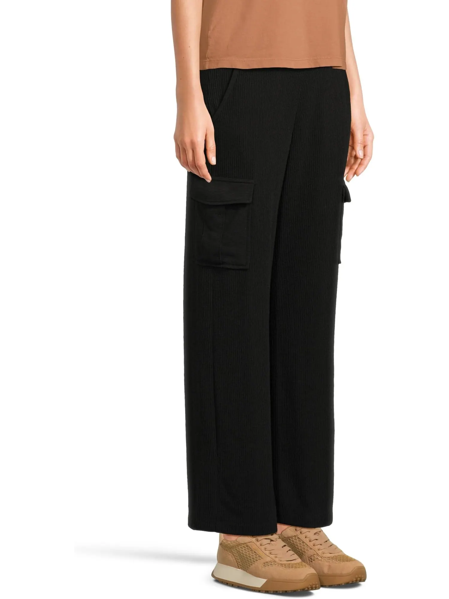 Брюки Michael Stars Avery Ribbed Cargo Pants — изображение 2 из 5, черный