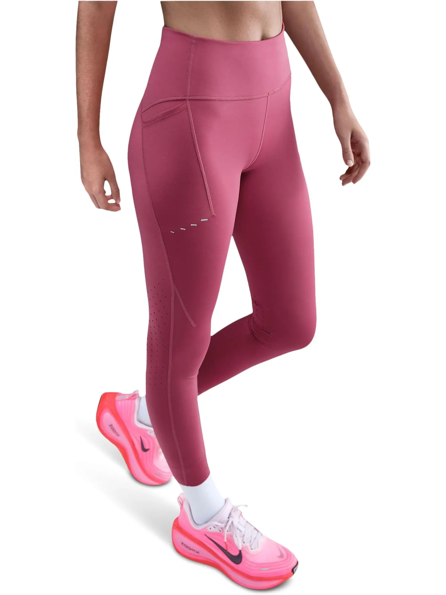 Женские беговые леггинсы Dri-FIT Swift с высокой талией, длиной 7/8 и карманами Nike — изображение 3 из 4, серебристый