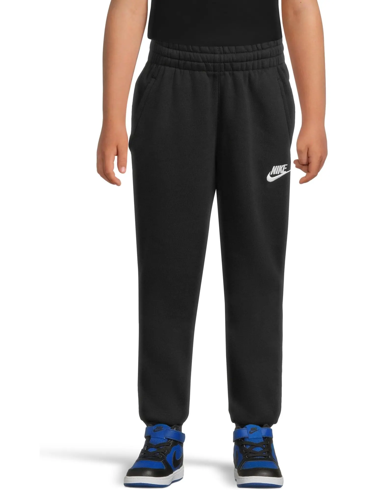 Спортивные флисовые брюки-джоггеры Club Nike Kids — изображение 4 из 6, черный/белый