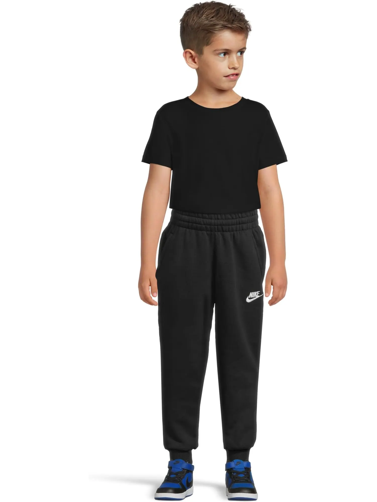 Спортивные флисовые брюки-джоггеры Club Nike Kids — изображение 6 из 6, черный/белый