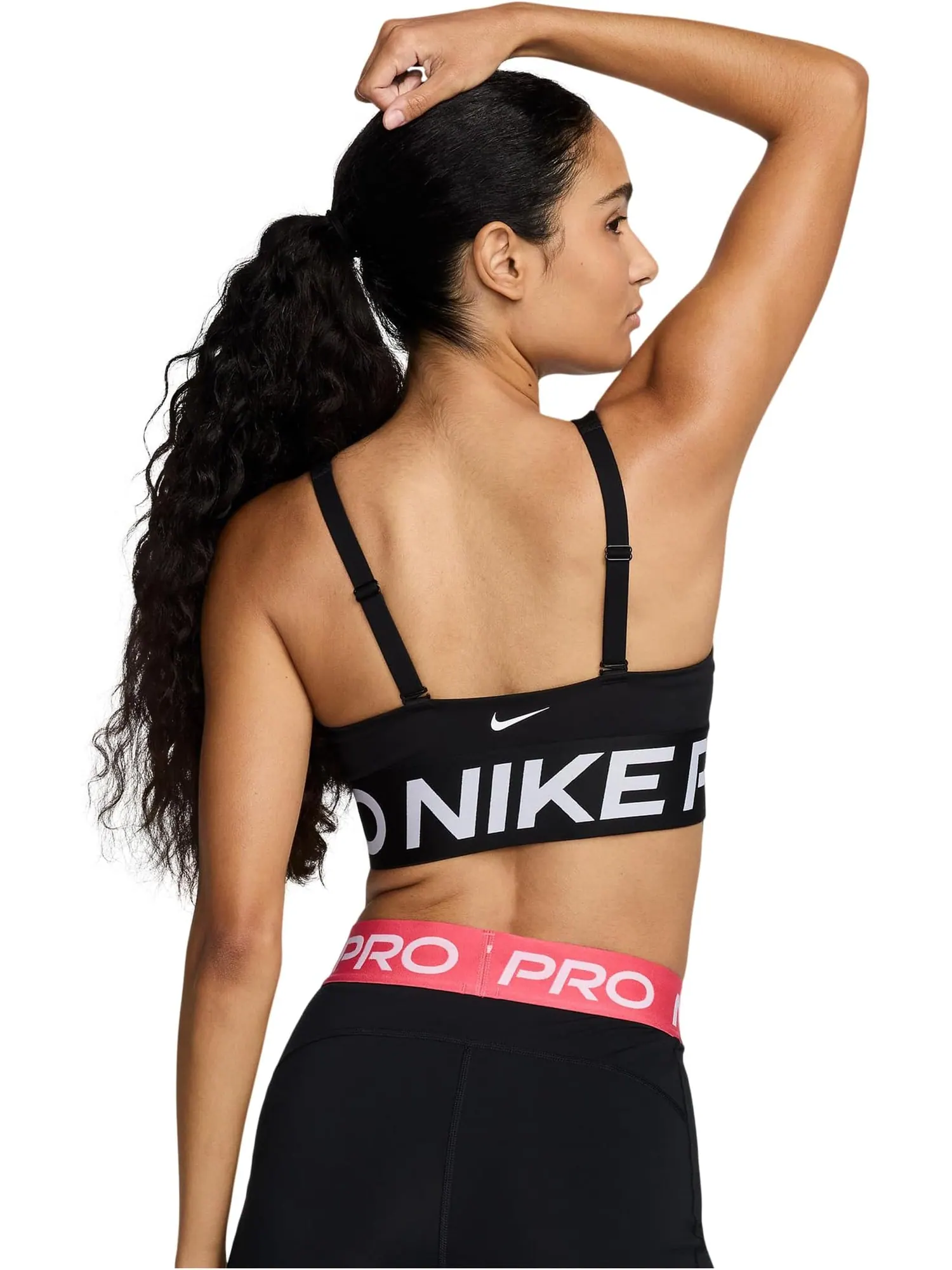 Бюстгальтер Nike Pro Indy Plunge Medium Support Bra — изображение 2 из 6, черный/белый/белый