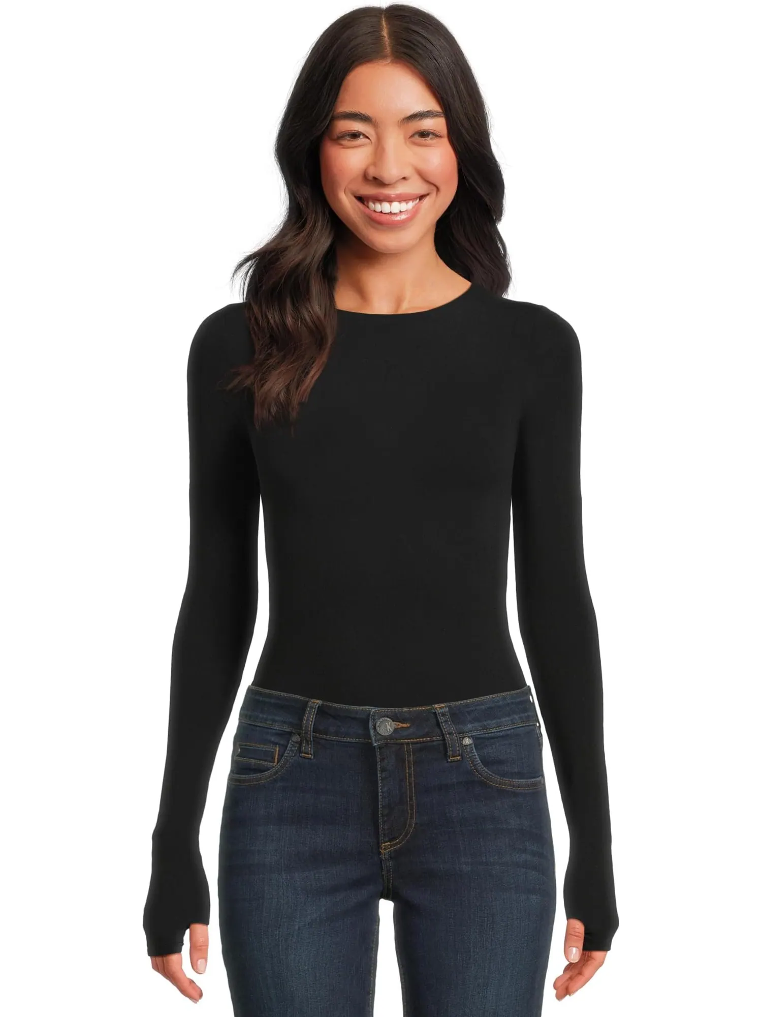 Лонгслив Commando Ballet Long Sleeve Bodysuit w/ Thumbholes — изображение 1 из 5, черный
