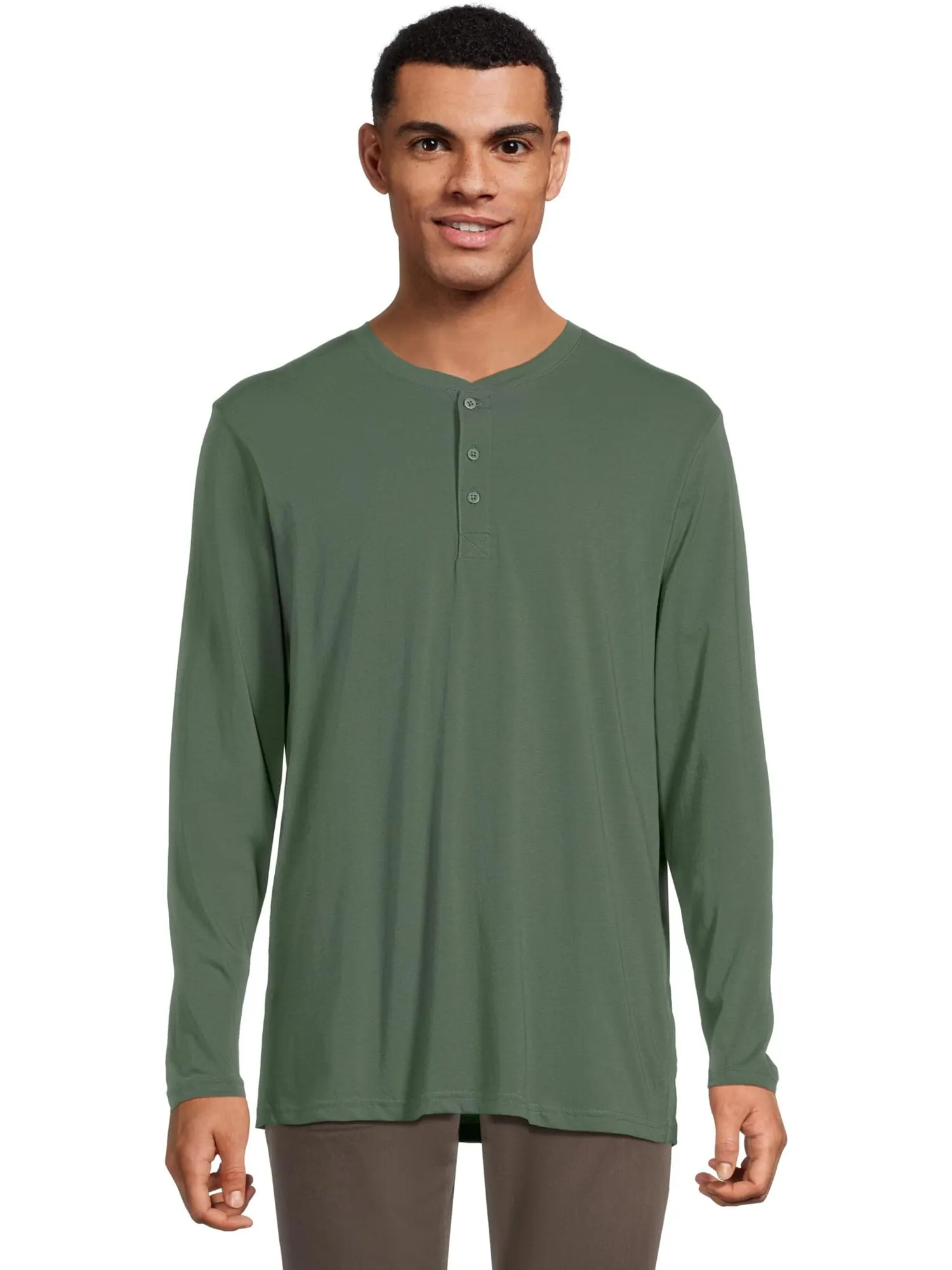 Лонгслив PACT Softspun Long Sleeve Henley — изображение 1 из 5, зеленый