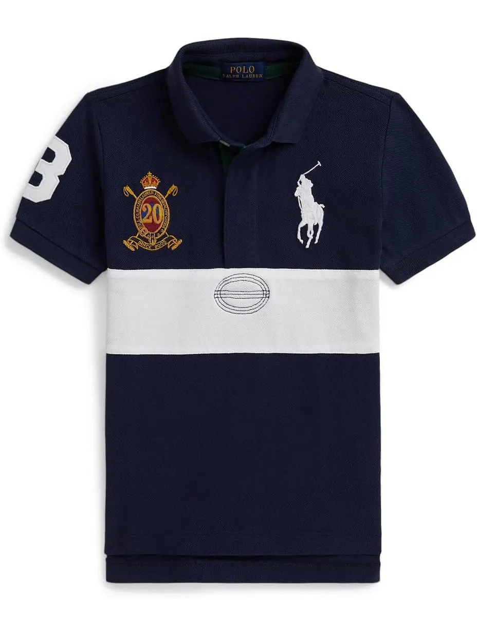 Поло с гербом Big Pony 20th Anniversary Polo Ralph Lauren Kids — изображение 1 из 2, темно-синий